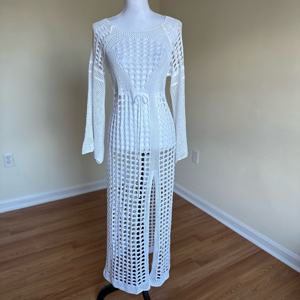 Women’s White Beach Cover-Up | Unbranded | One Size | Boho Resort Wear Sz M/L
